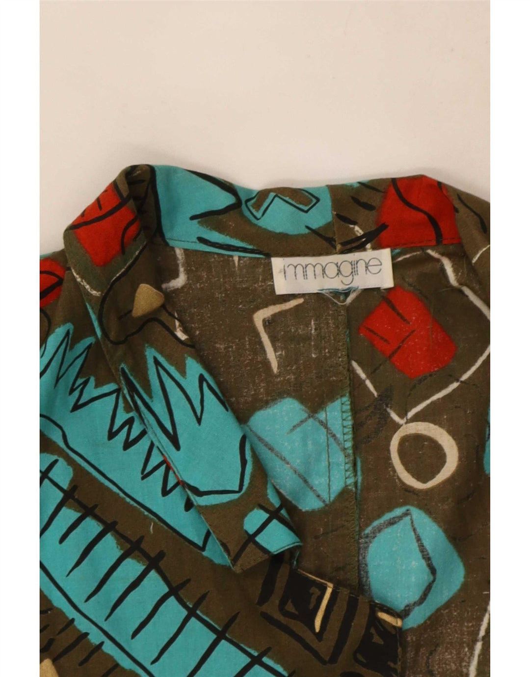 Vintage damska marynarka z abstrakcyjnym wzorem, zapinana na 1 guzik, UK 14, duża, khaki