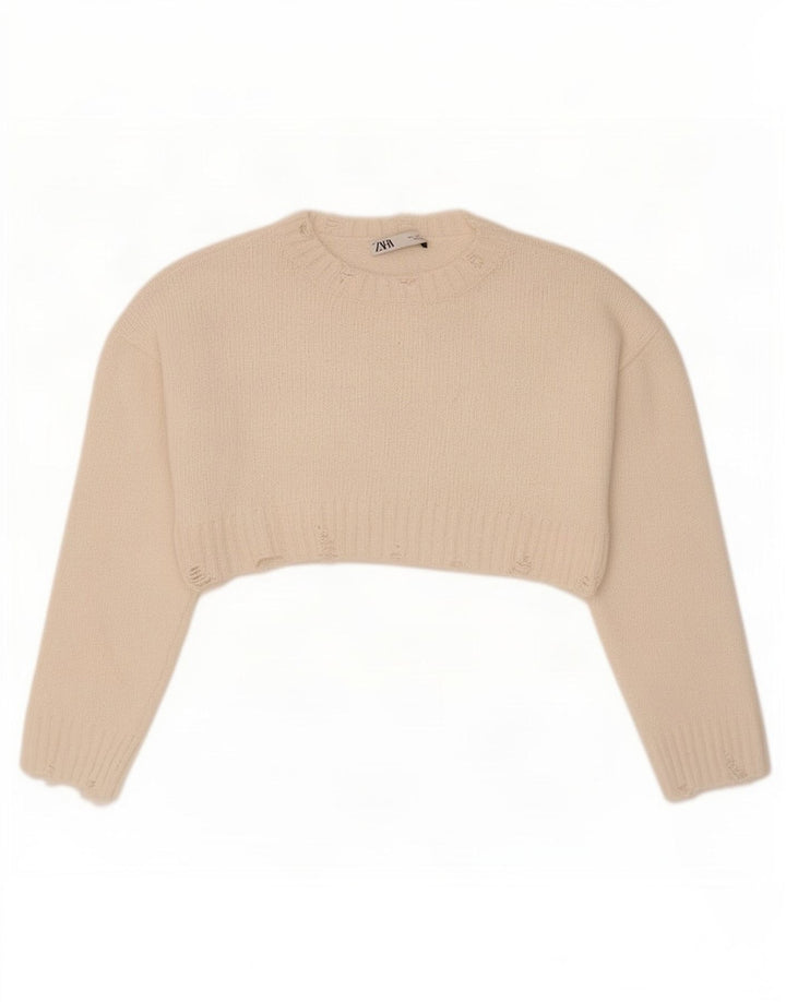Damski sweter oversize Zara Bolero UK 10, mały, złamany biały poliester