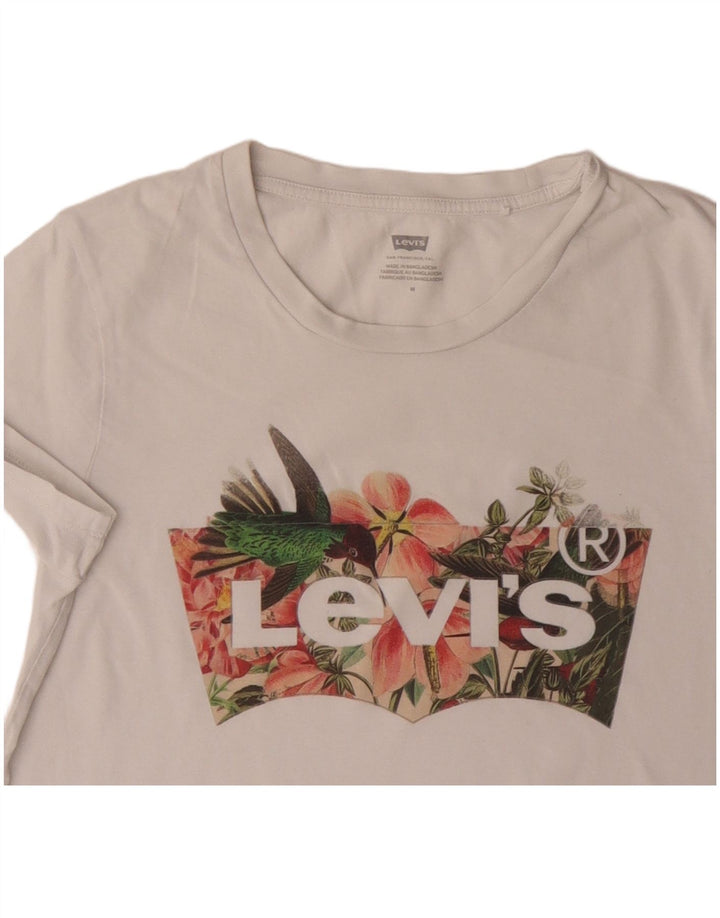 Damska koszulka z grafiką Levi's Top UK 12 Średnia biała bawełna