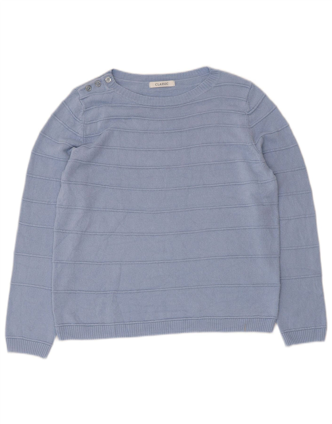Marks & Spencer Damski sweter klasyczny z dekoltem w łódkę, UK 12, średni niebieski