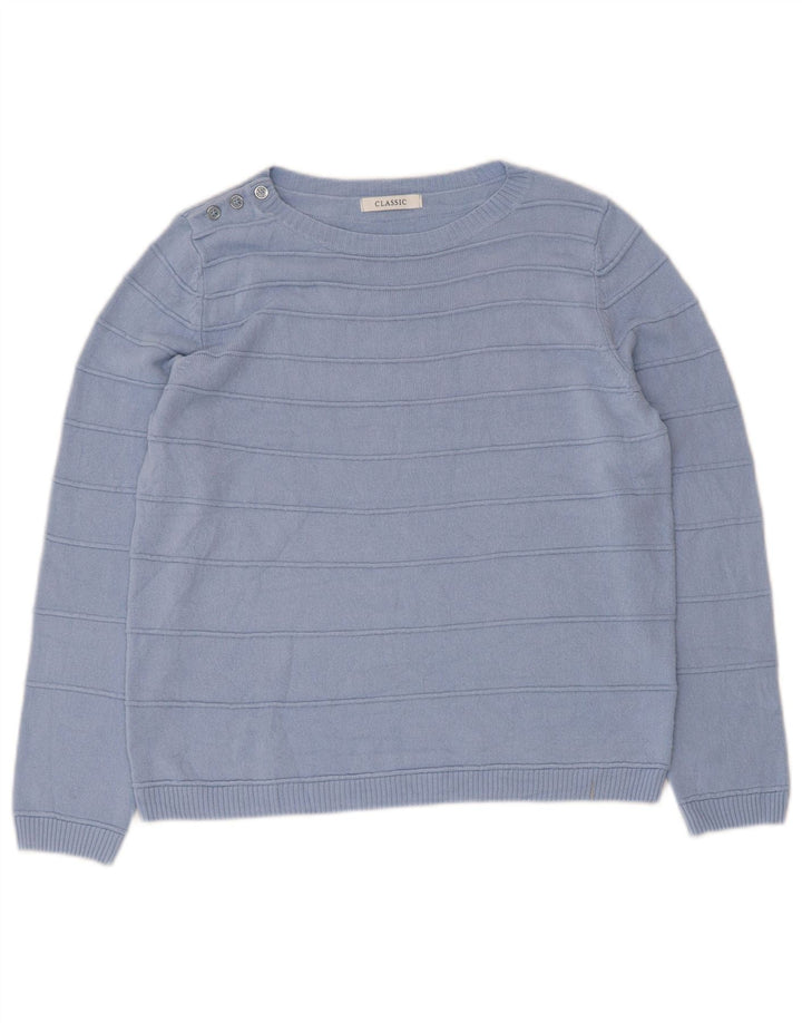 Marks & Spencer Damski sweter klasyczny z dekoltem w łódkę, UK 12, średni niebieski