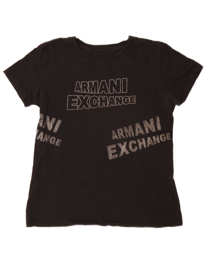 Damska koszulka z grafiką Armani Exchange Top UK 14 Medium Black
