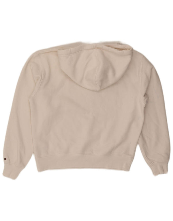 Damska bluza z kapturem Tommy Hilfiger z grafiką UK 12, średnia biała bawełna