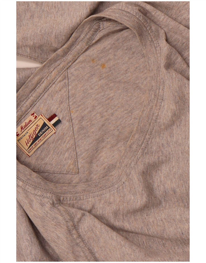 Męski top TOMMY HILFIGER Heritage z grafiką, długim rękawem, średnioszary, bawełniany