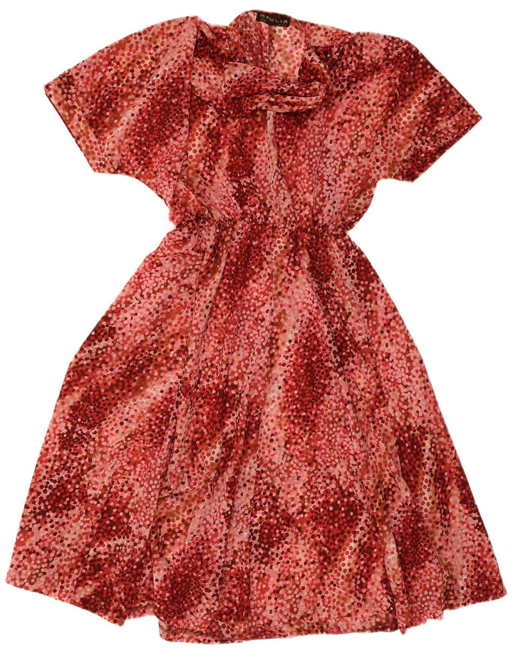 Vintage damska sukienka o linii A IT 50 XL Burgundowa w cętki