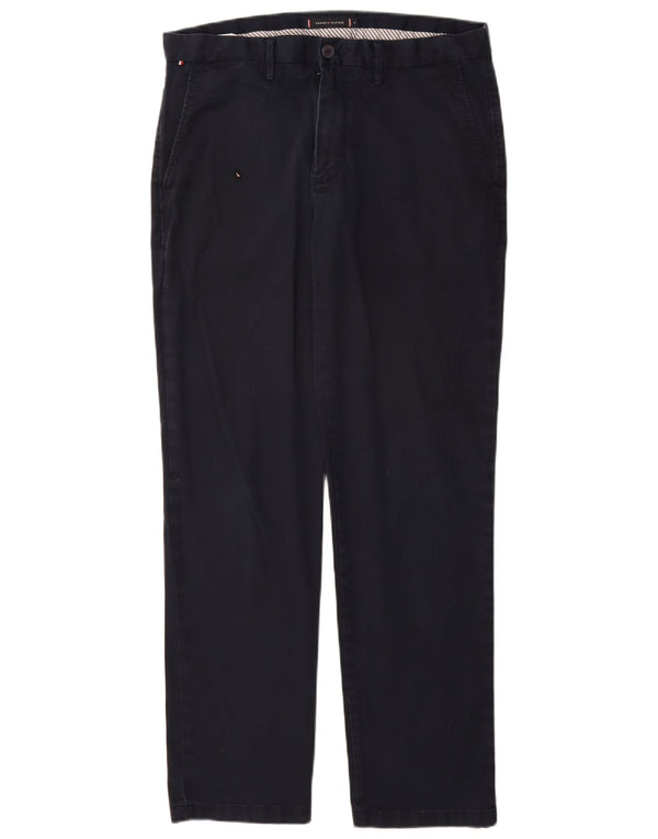 TOMMY HILFIGER Mens Straight Chino Trousers W34 L32 Navy Blue Cotton