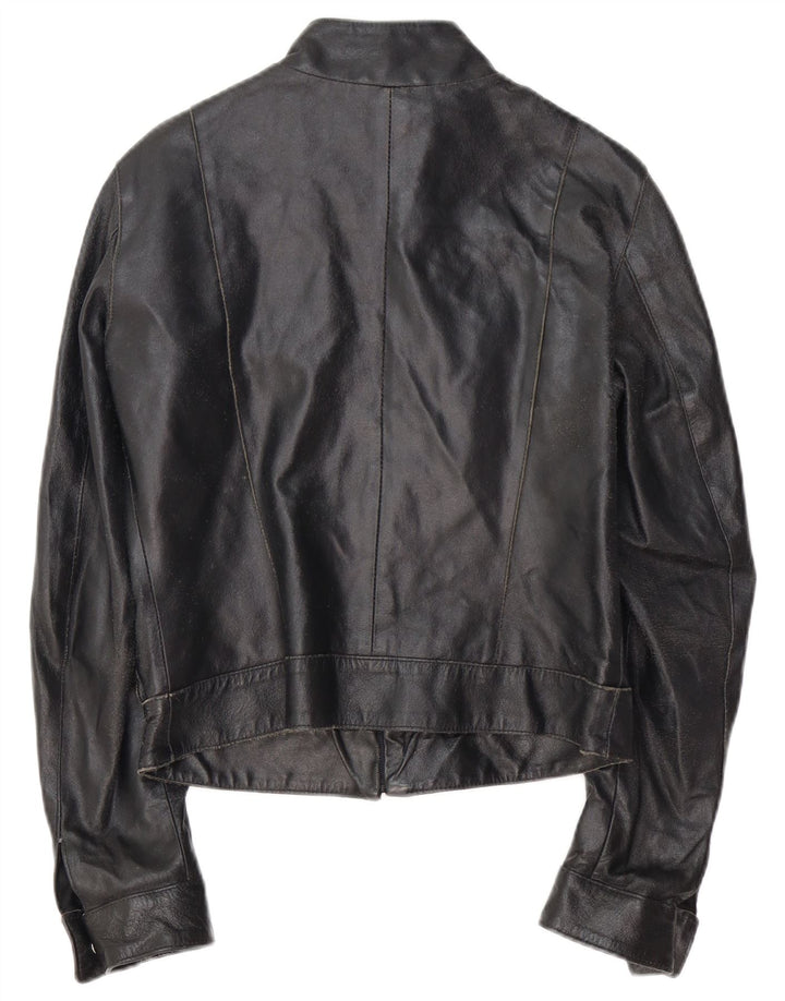 Damska skórzana kurtka racer VINTAGE IT 42, średnia czarna skóra