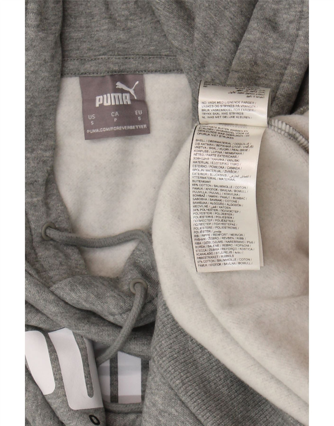 Męski sweter z kapturem Puma z grafiką, mały, szary, bawełniany
