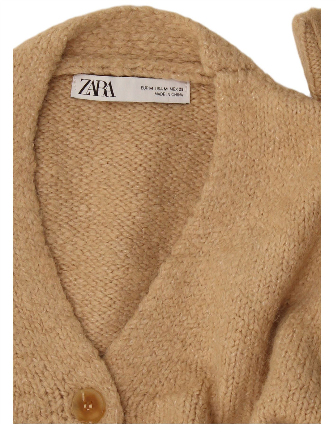 Sweter damski Zara Crop Cardigan UK 14 średni beż