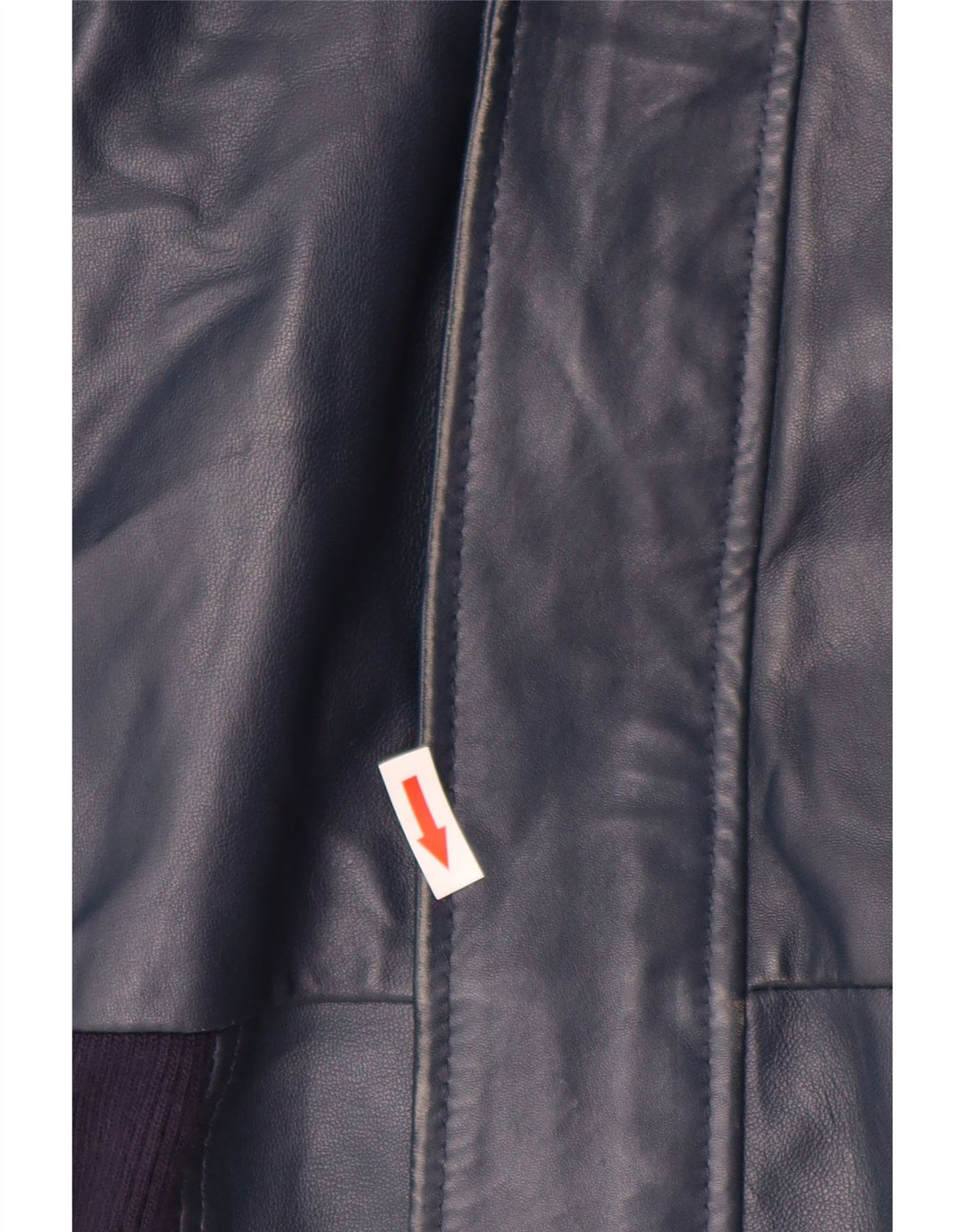 Damska kurtka skórzana z kapturem VINTAGE UK 14, duża, granatowa, skórzana