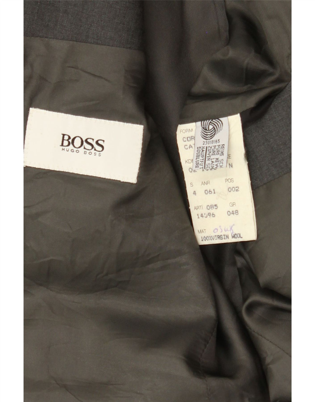 HUGO BOSS Mens 2 Button Blazer Jacket IT 48 Medium Grey Virgin Wool Vintage Hugo Boss and Second-Hand Hugo Boss from Messina Hembry 