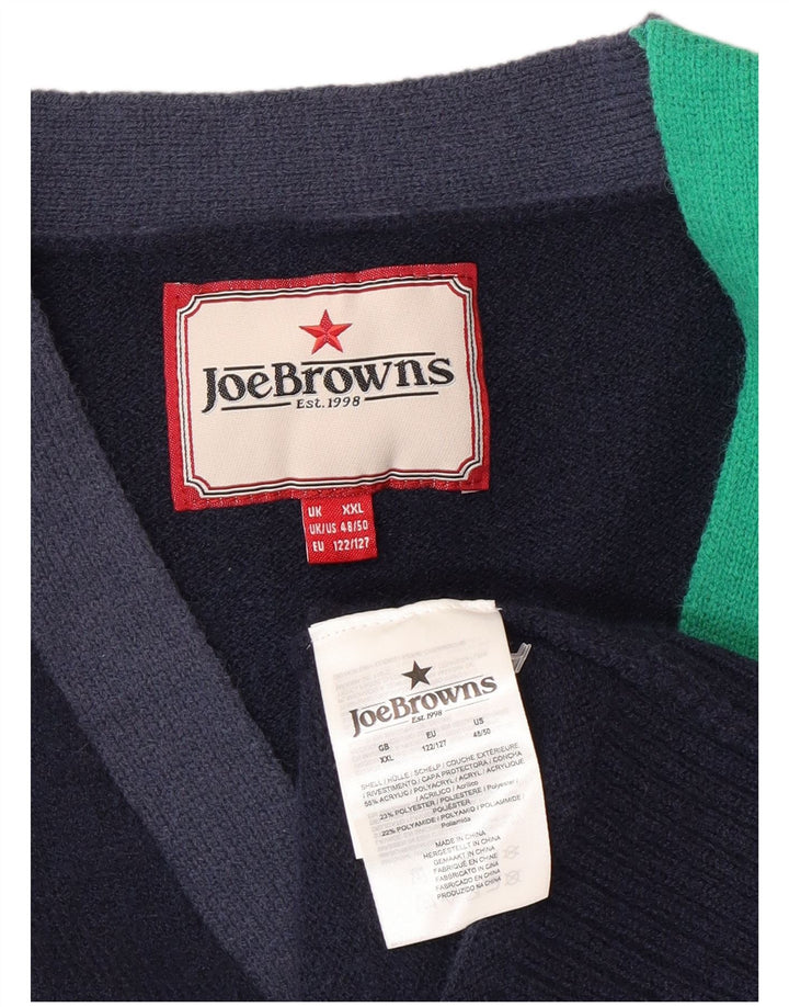 Joe Browns Męski sweter rozpinany 2XL Granatowy, akrylowy blok kolorów