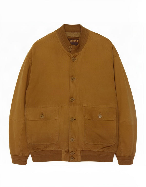 Zamszowa kurtka bomber męska James Dillon UK 42 XL, brązowa skóra