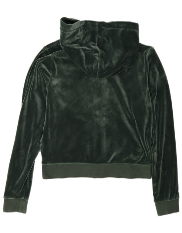 Damski sweter Juicy Couture Crop Velour z kapturem i zamkiem UK 14, średni zielony