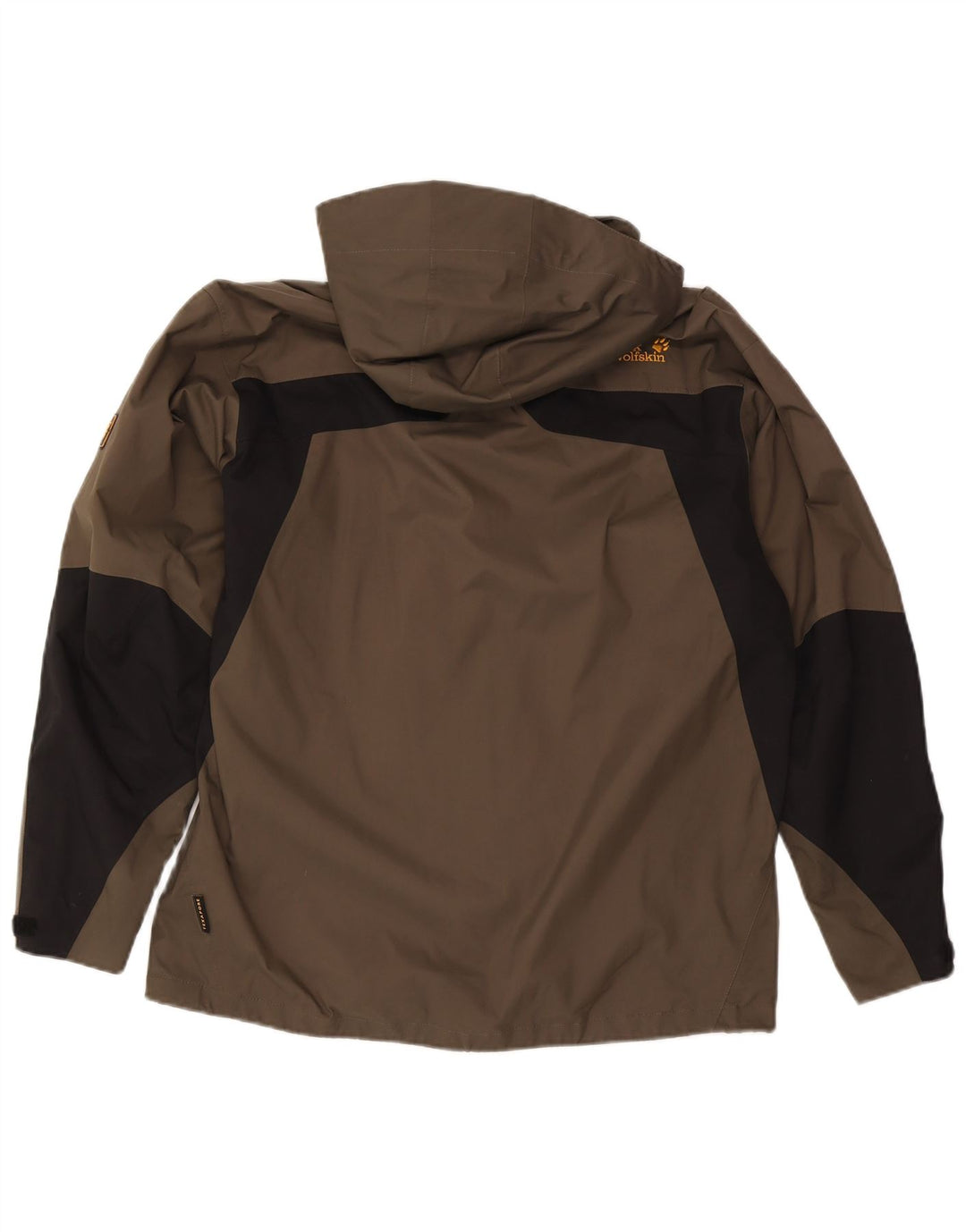 Męska kurtka przeciwdeszczowa Jack Wolfskin z kapturem, UK 36/38, średni khaki, blok kolorów