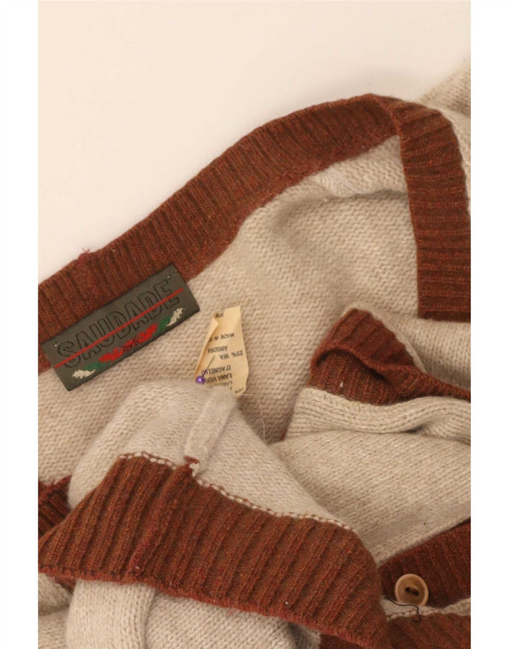 Sweter męski w stylu vintage, mały, beżowy, argyle/diamentowa wełna