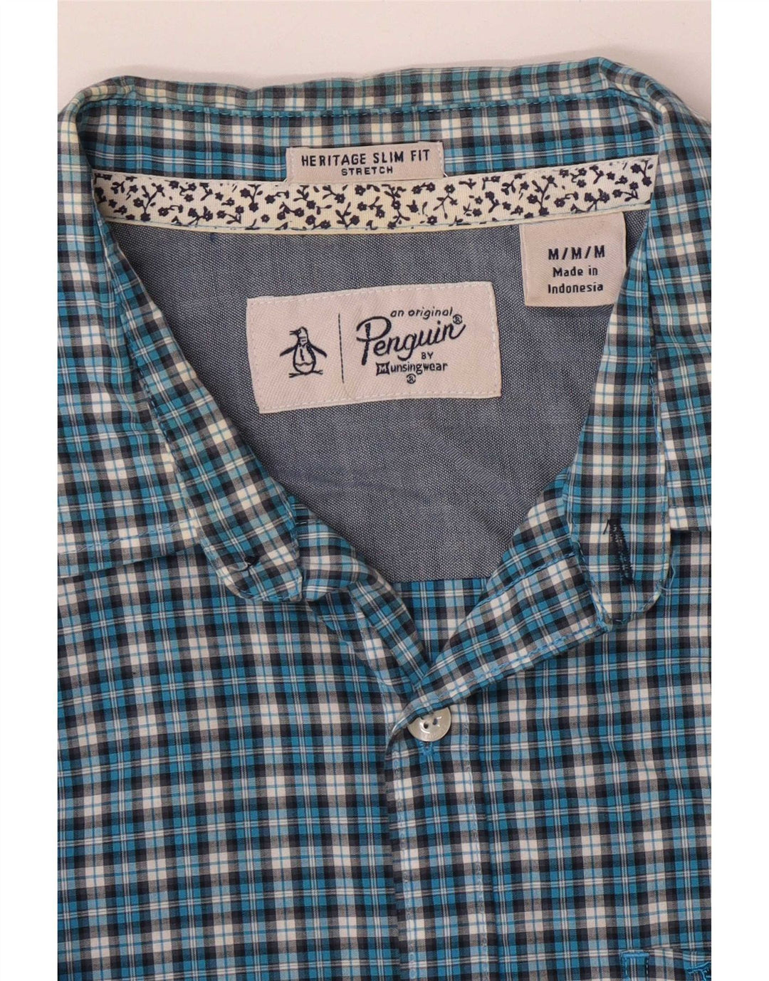 Koszula męska Penguin Heritage Slim Fit w średnią niebieską kratkę
