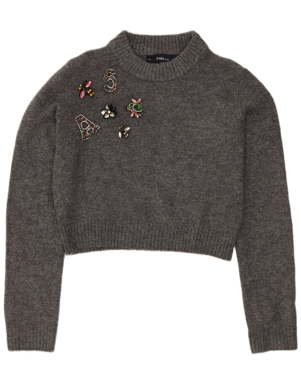 Damski sweter Zara Oversize z okrągłym dekoltem i okrągłym dekoltem UK 10 Small Grey