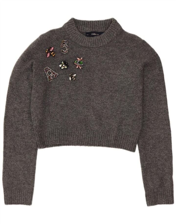 Damski sweter Zara Oversize z okrągłym dekoltem i okrągłym dekoltem UK 10 Small Grey