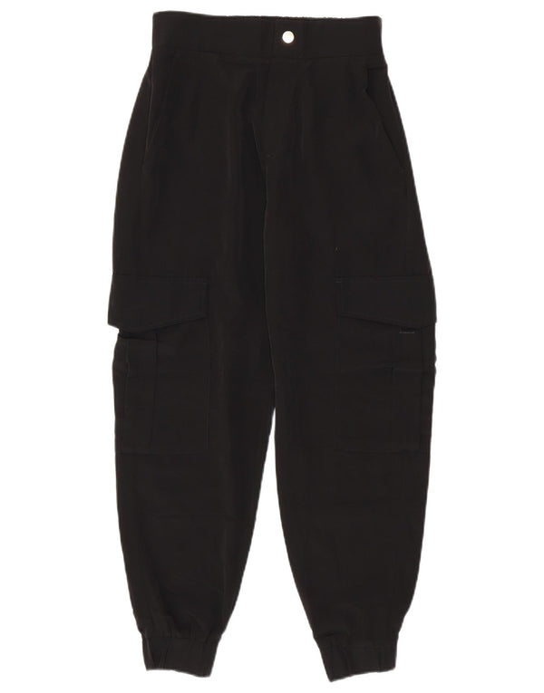 Damskie spodnie joggery Zara Cargo XS W24 L25 Czarny poliester