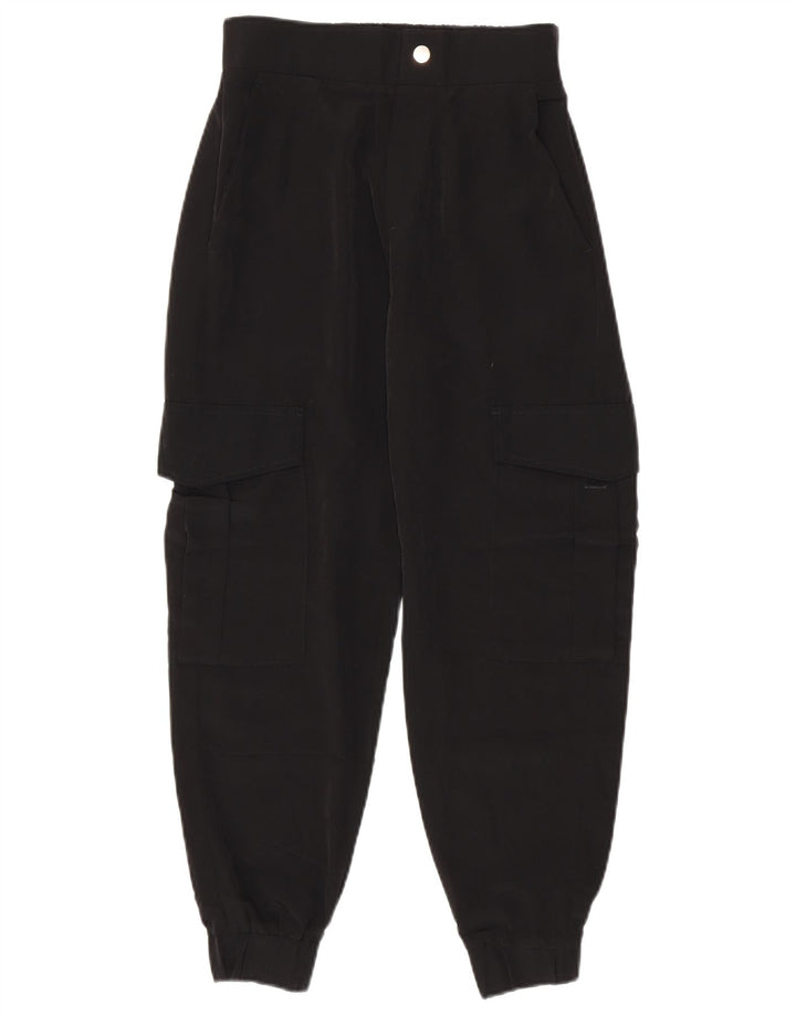 Damskie spodnie joggery Zara Cargo XS W24 L25 Czarny poliester