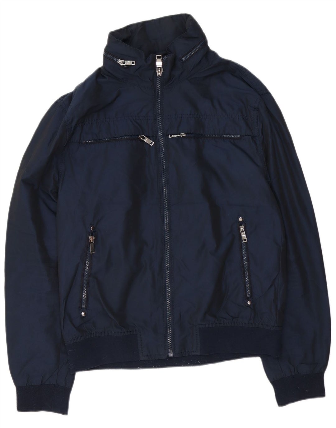 Męska kurtka bomberka z kapturem Zara UK 42 XL, granatowa, poliester