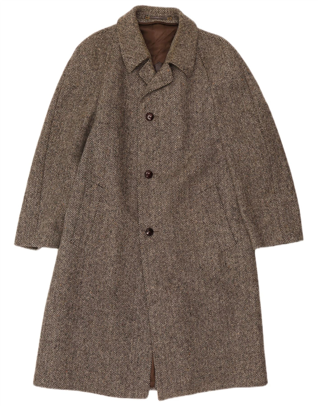 Płaszcz męski Crombie UK 36 Small Brown New Wool w jodełkę