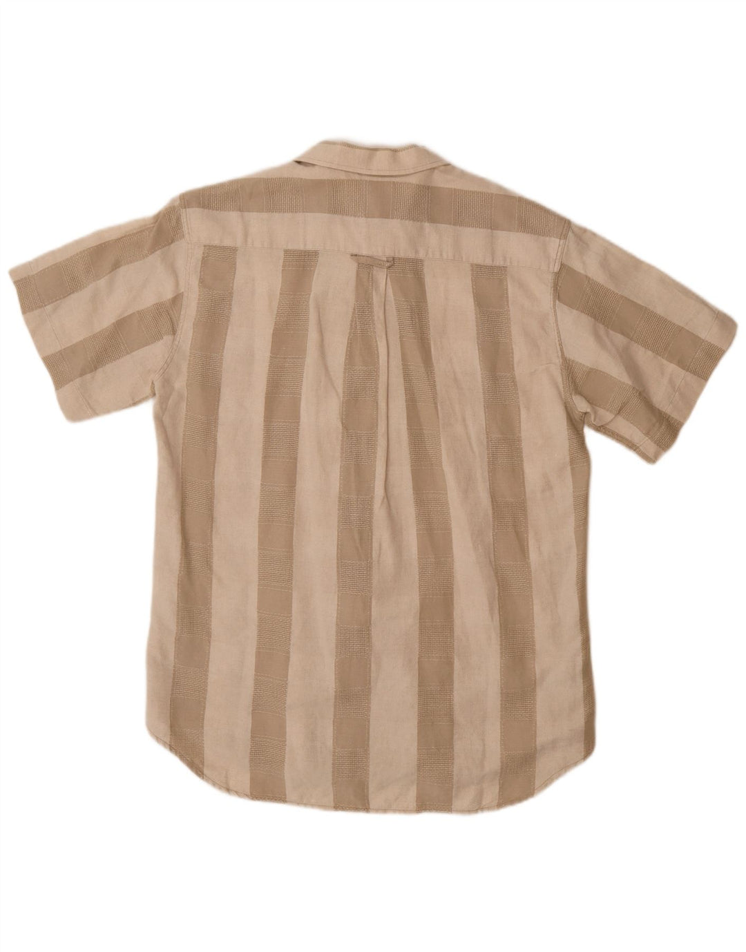 Koszula męska z krótkim rękawem WALBUSCH, rozmiar 39/40, lniana w średnie beżowe paski