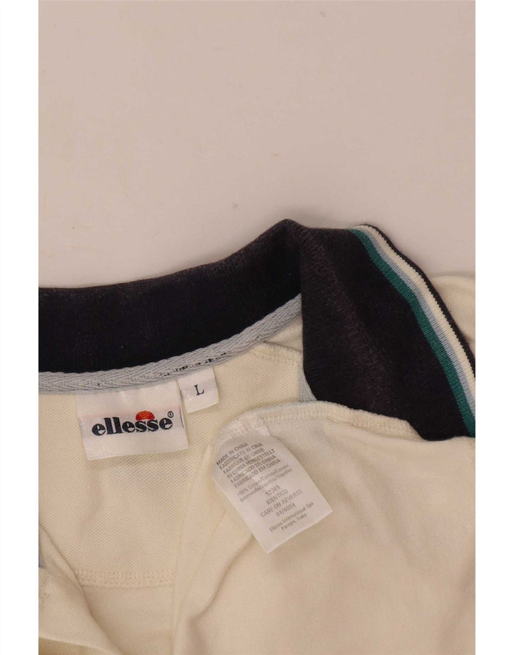 Męska koszulka polo Ellesse, duża, z białej bawełny