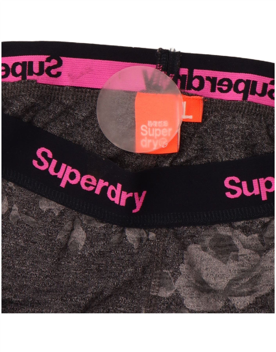 Damskie legginsy SUPERDRY Graphic UK 14, duże, szare, bawełniane w kwiaty