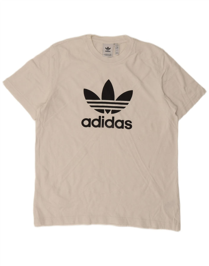 Męska koszulka z grafiką ADIDAS, duża, biała, bawełniana