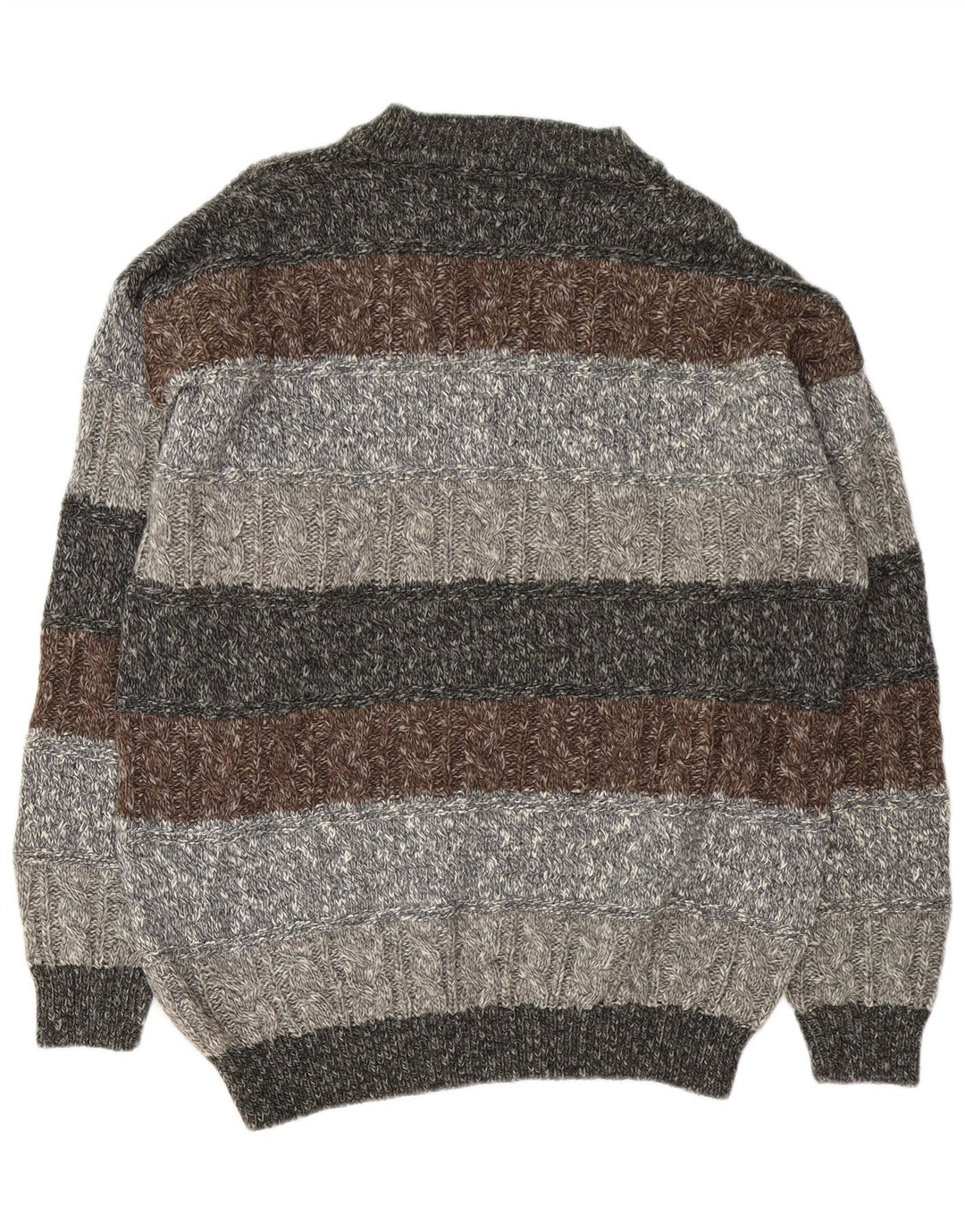 Vintage męski sweter z dekoltem w kształcie litery V, XL, wełniany w szare paski