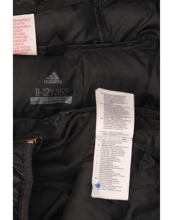 Adidas Chłopięca Wyściełana Kurtka Z Kapturem 11-12 Lat Czarny Poliester