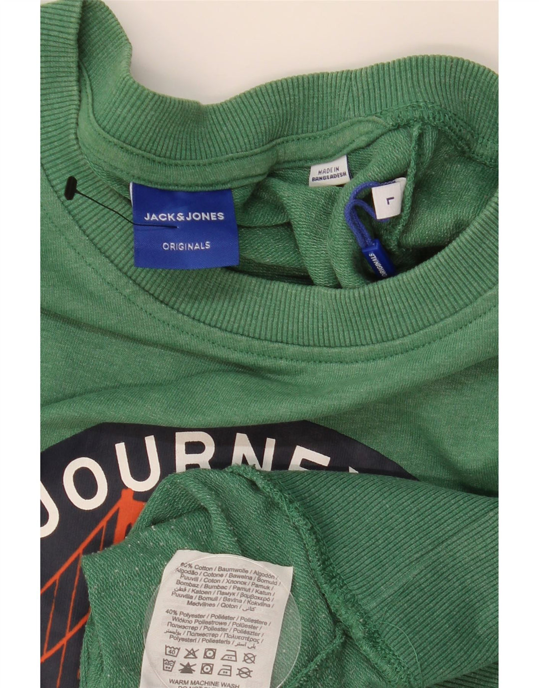 Męski sweter JACK & JONES z grafiką, duży, zielony, bawełniany