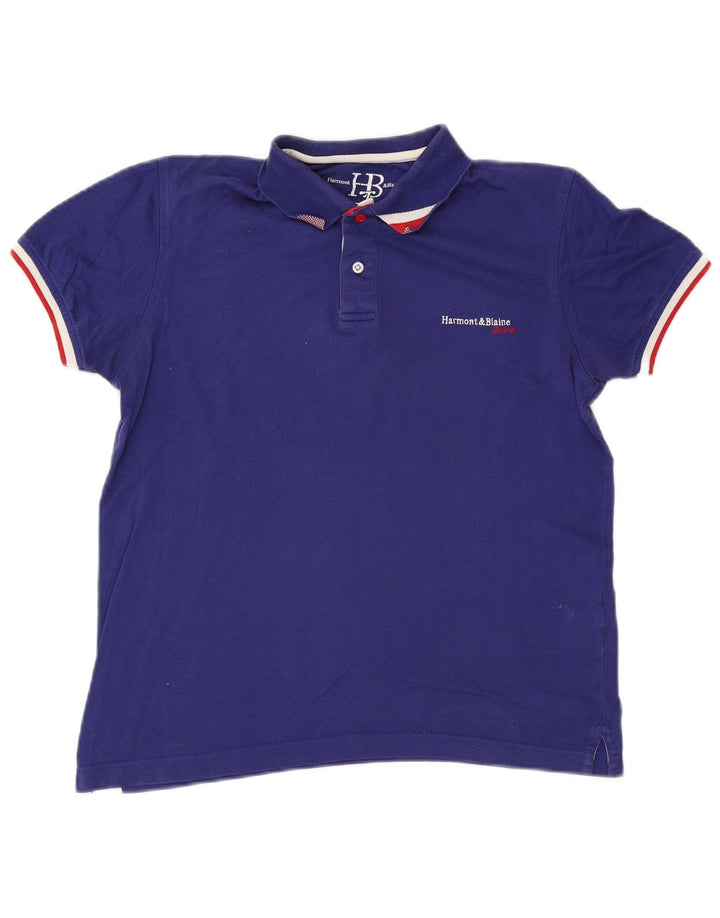 Męska koszulka polo Harmont & Blaine, mała, niebieska, bawełniana