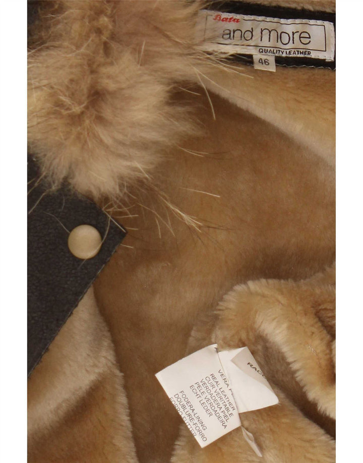 Damska kurtka shearling z kapturem Bata and More IT 46, duża brązowa skóra