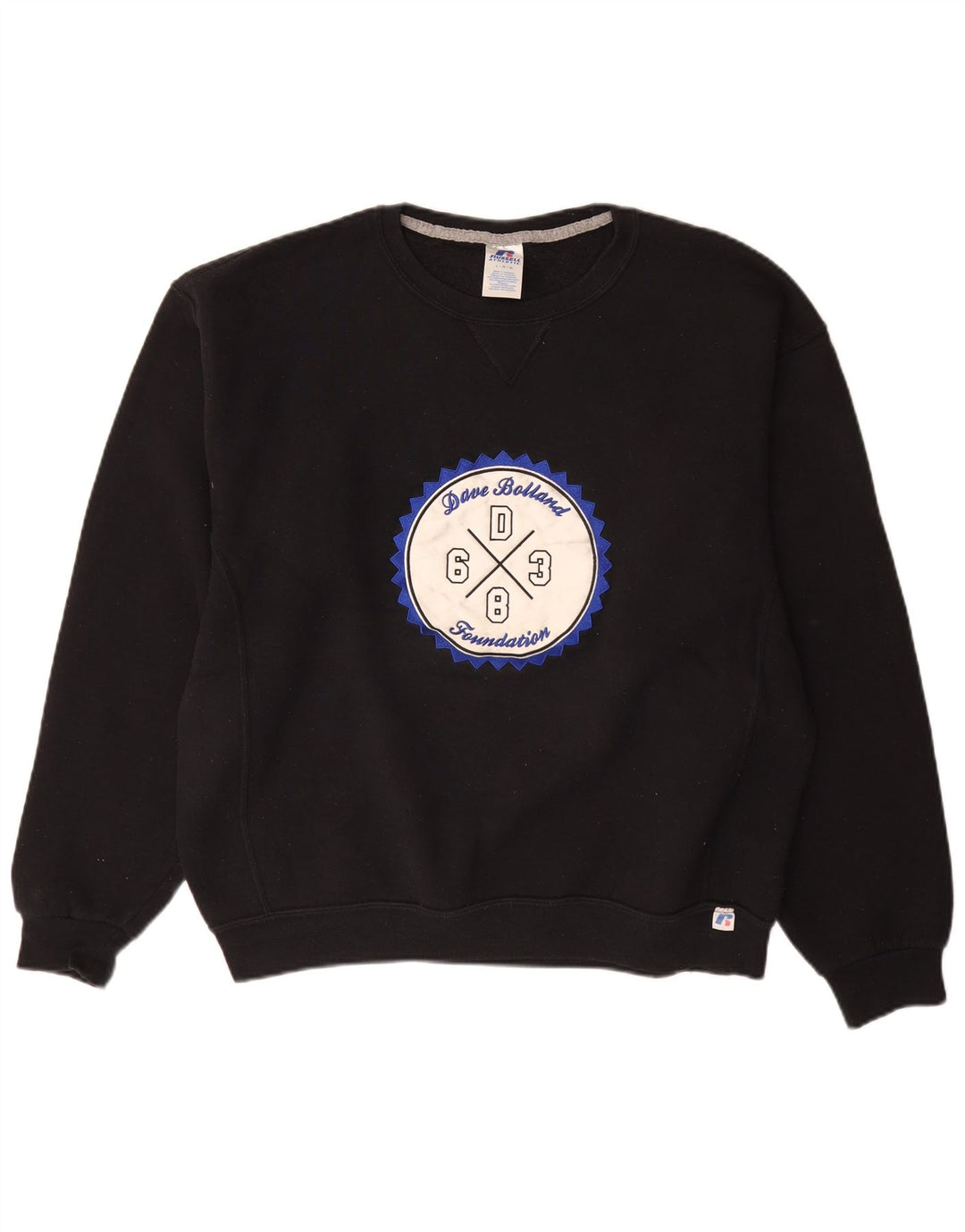 RUSSELL ATHLETIC Mens Graphic Sweatshirt Jumper Large Black Cotton