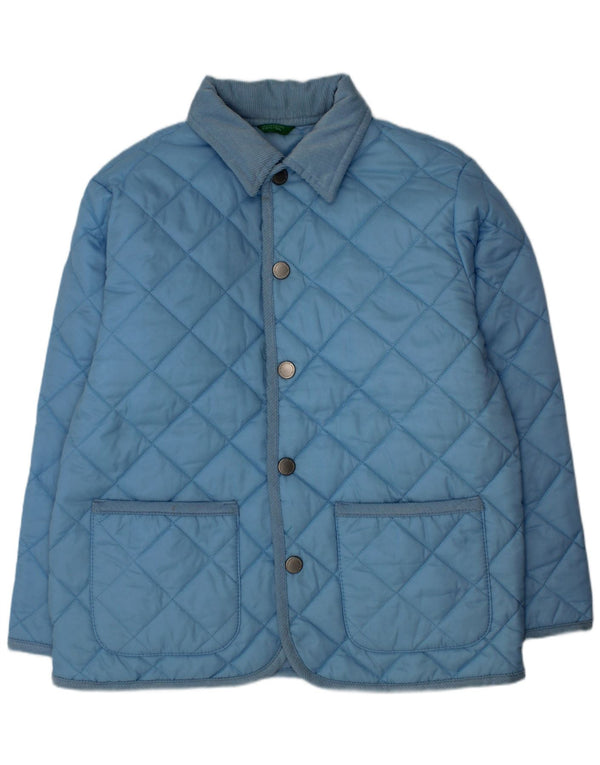 Benetton Boys Quilted Jacket 7-8 Years Medium Blue Nylon