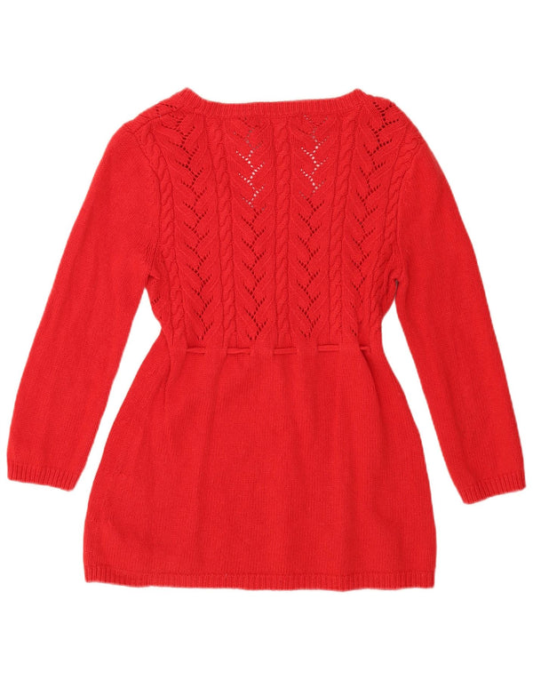 MICHAEL KORS Damski sweter z rękawem 3/4 i dekoltem w łódkę UK 12 Średni czerwony