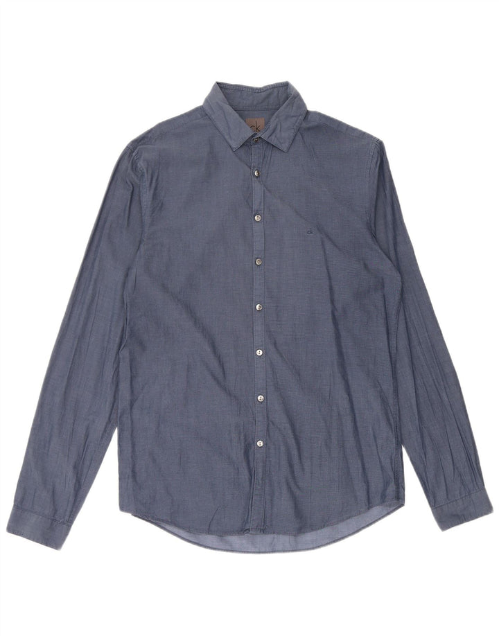 Koszula męska CALVIN KLEIN o kroju slim fit, rozmiar 40, średni, granatowy, bawełniany
