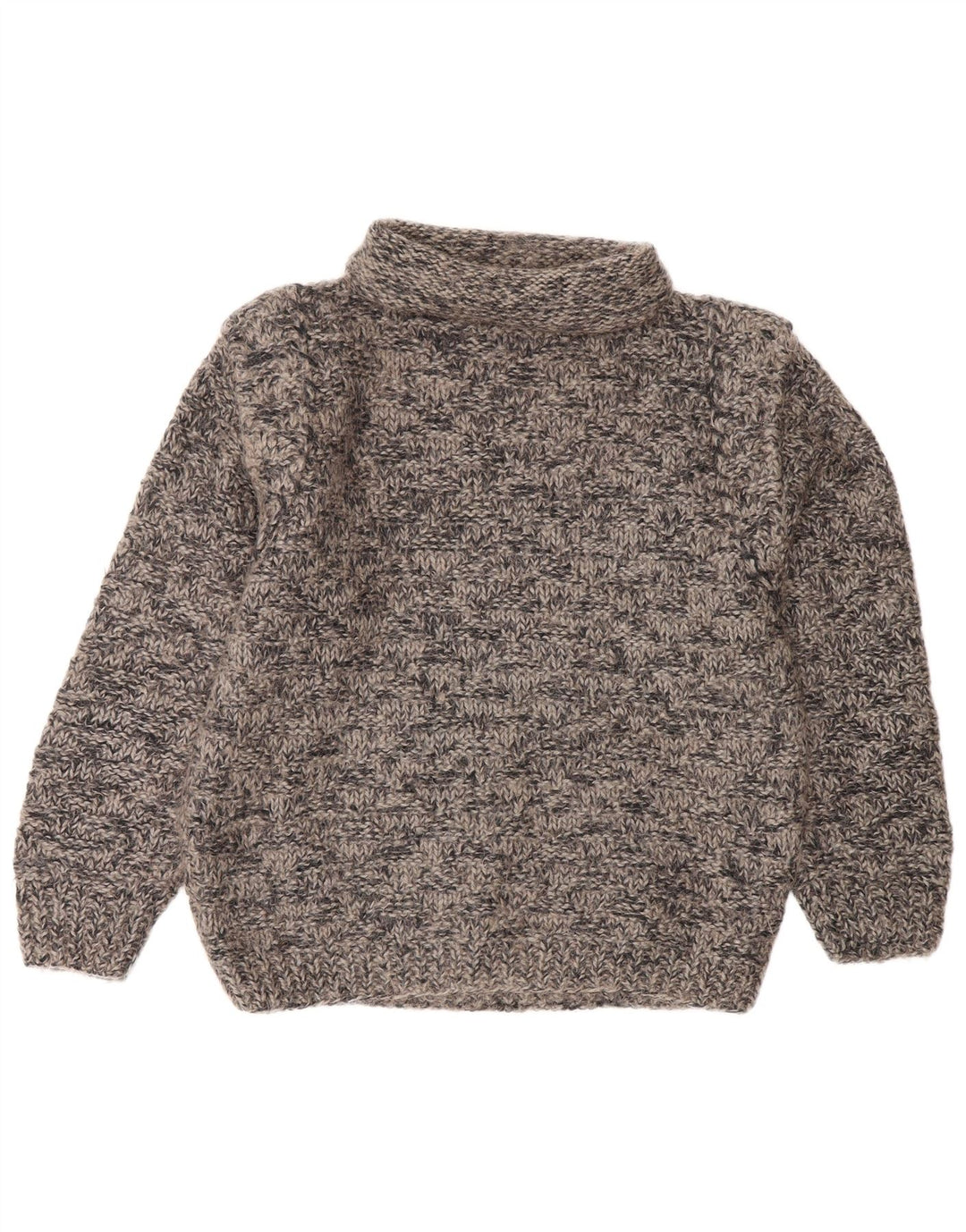 Vintage damski sweter z golfem UK 14, duży, szary nakrapiany