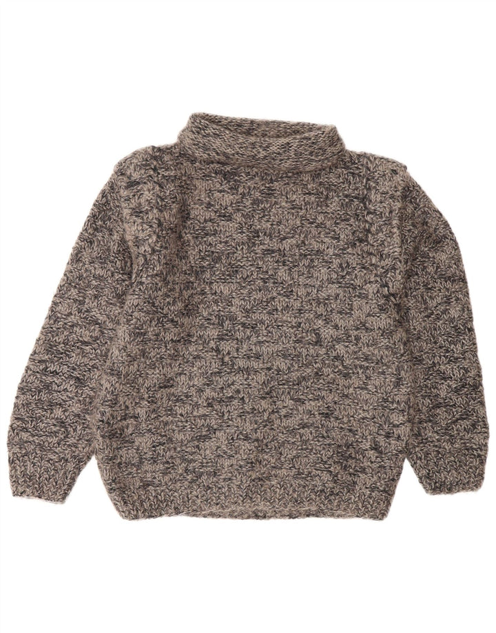 Vintage damski sweter z golfem UK 14, duży, szary nakrapiany