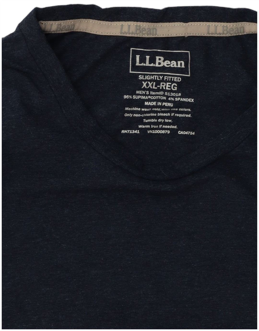 L.L.BEAN Męski lekko dopasowany T-shirt Top 2XL Granatowa bawełna