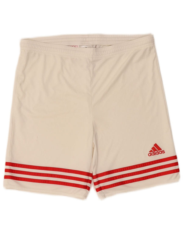 Chłopięce spodenki sportowe ADIDAS Climalite 13-14 lat XL w kolorze złamanej bieli, poliester