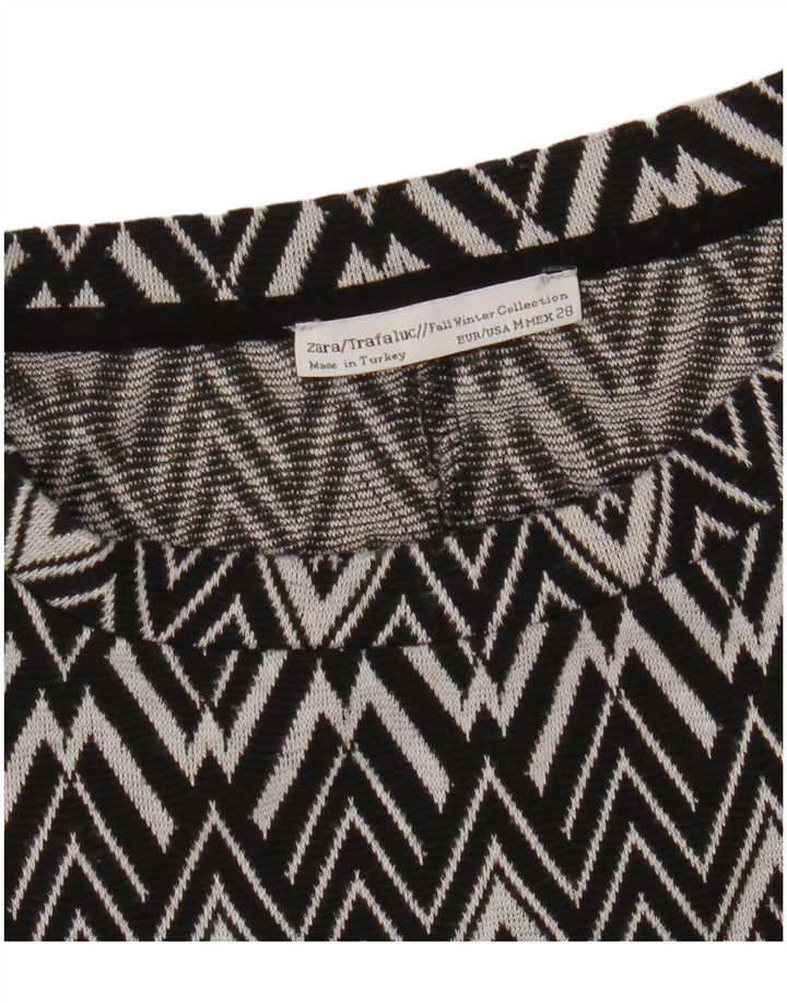 Damska sukienka sweterkowa z rękawem 3/4 Zara UK 12, średnia czarna geometryczna