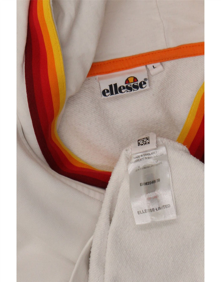 ELLESSE Mens Hoodie Jumper Large White Cotton Vintage Ellesse and Second-Hand Ellesse from Messina Hembry 