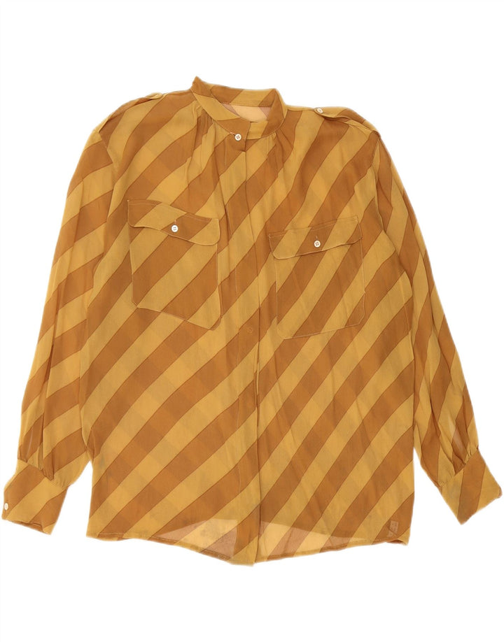 VINTAGE Womens Oversized Shirt Blouse EU 34 XS Brown Striped