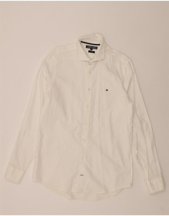 TOMMY HILFIGER Mens Slim Fit Shirt Large White Vintage Tommy Hilfiger and Second-Hand Tommy Hilfiger from Messina Hembry 