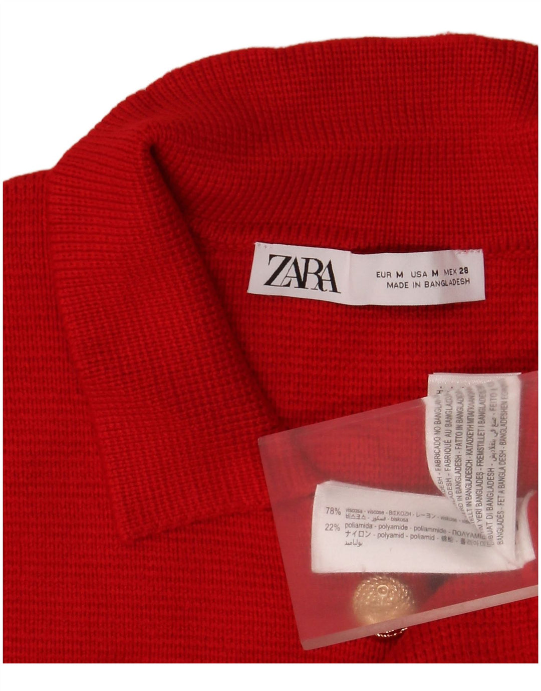 Sweter damski Zara UK 12, średni czerwony, wiskoza