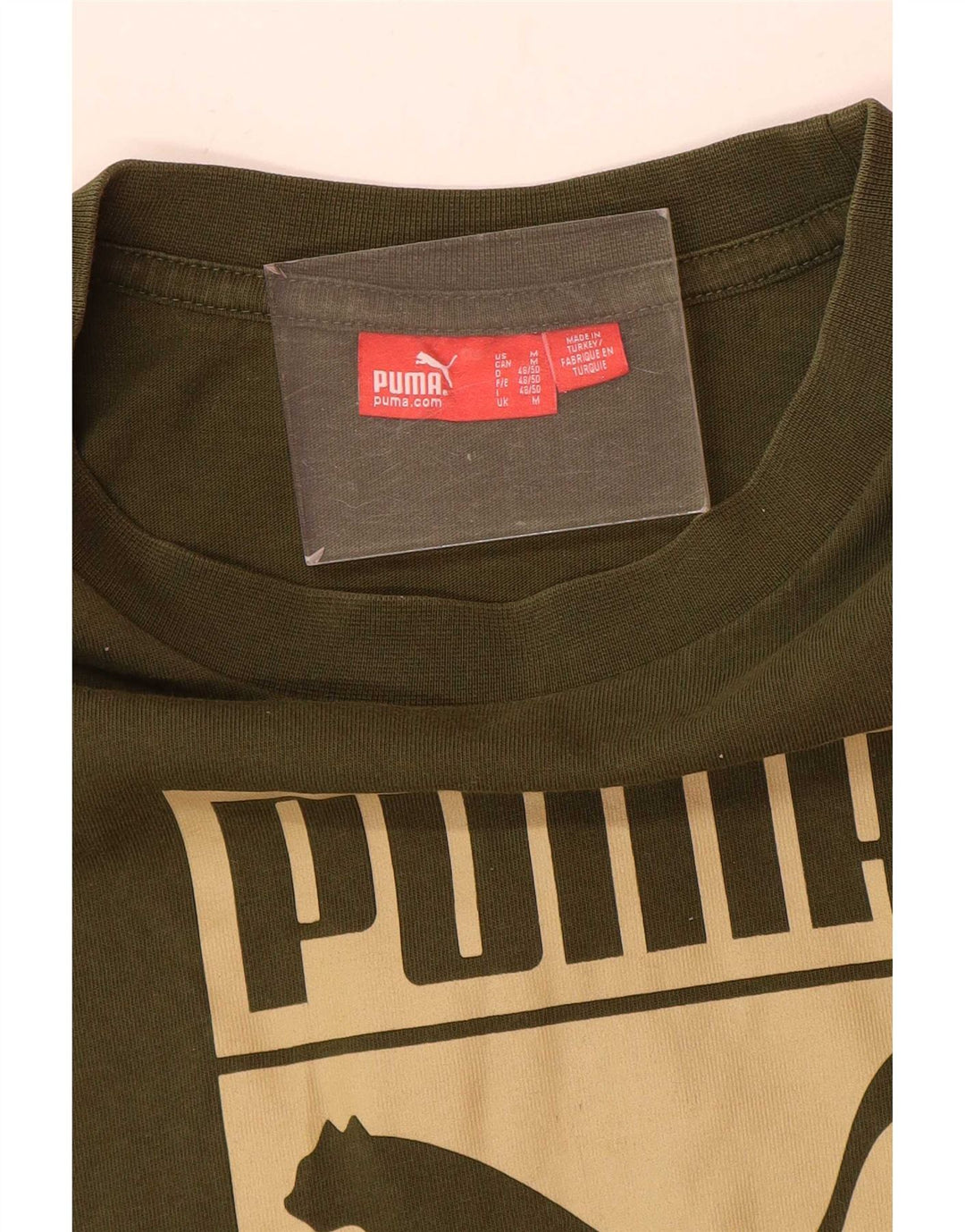 Męski T-shirt z grafiką Puma, średni khaki